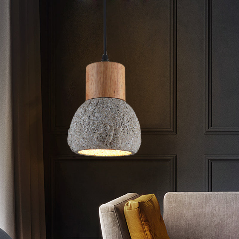 Enrich Your Space with Industrial Charm and Natural Beauty: The Cement Ceiling Light with Wood Dome