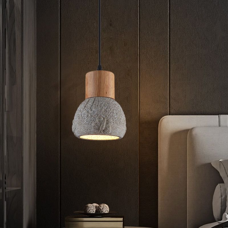Enrich Your Space with Industrial Charm and Natural Beauty: The Cement Ceiling Light with Wood Dome