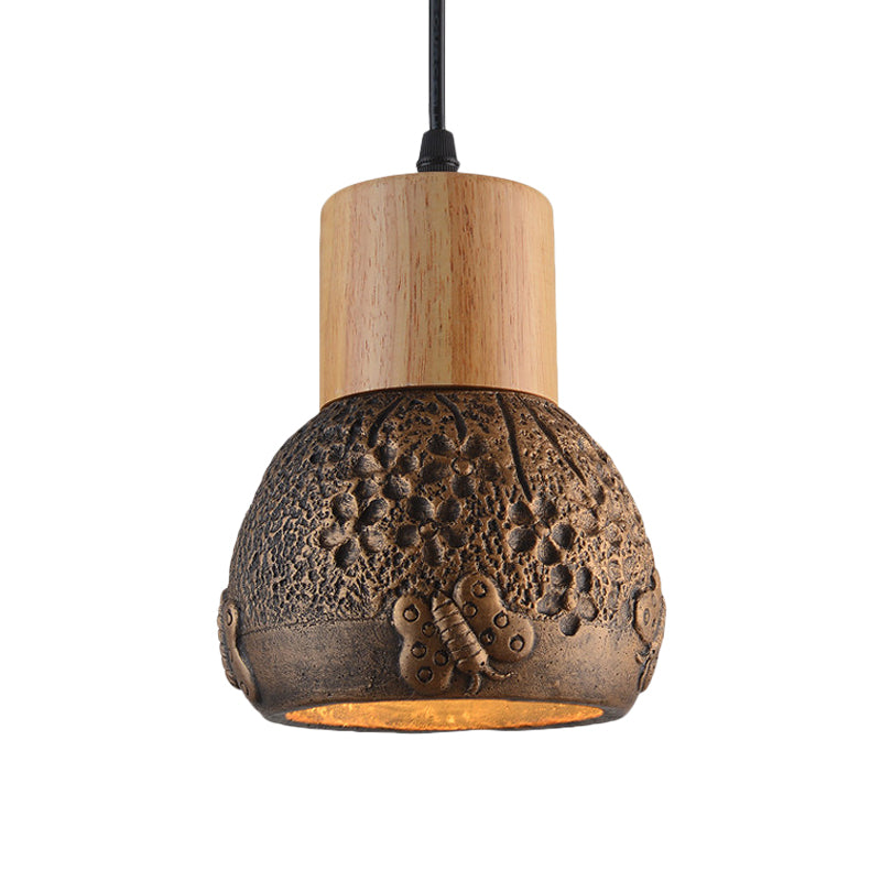 Enrich Your Space with Industrial Charm and Natural Beauty: The Cement Ceiling Light with Wood Dome