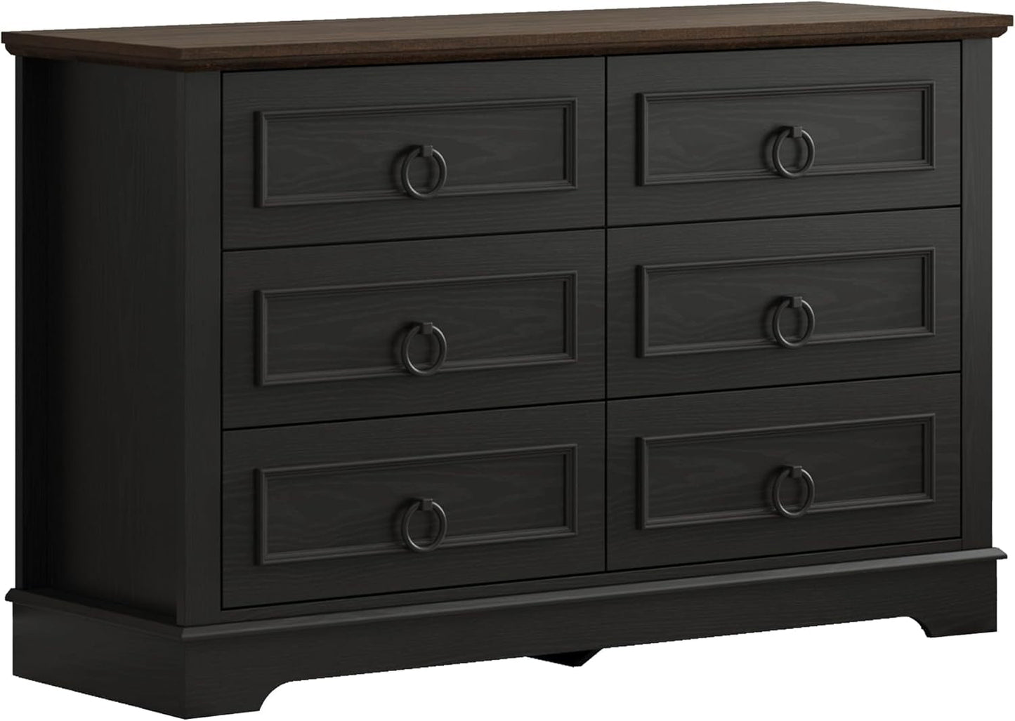 Black FortySevenPointTwoInch Wide Six Drawer Dresser