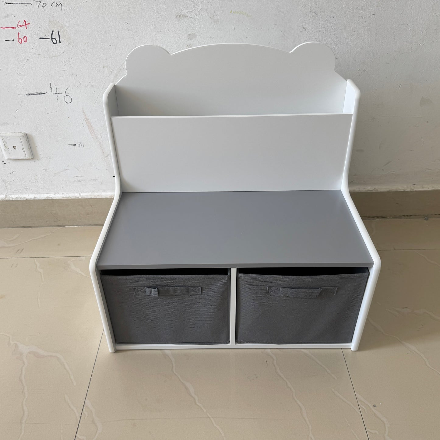 Kids Bookshelf with Storage Bins