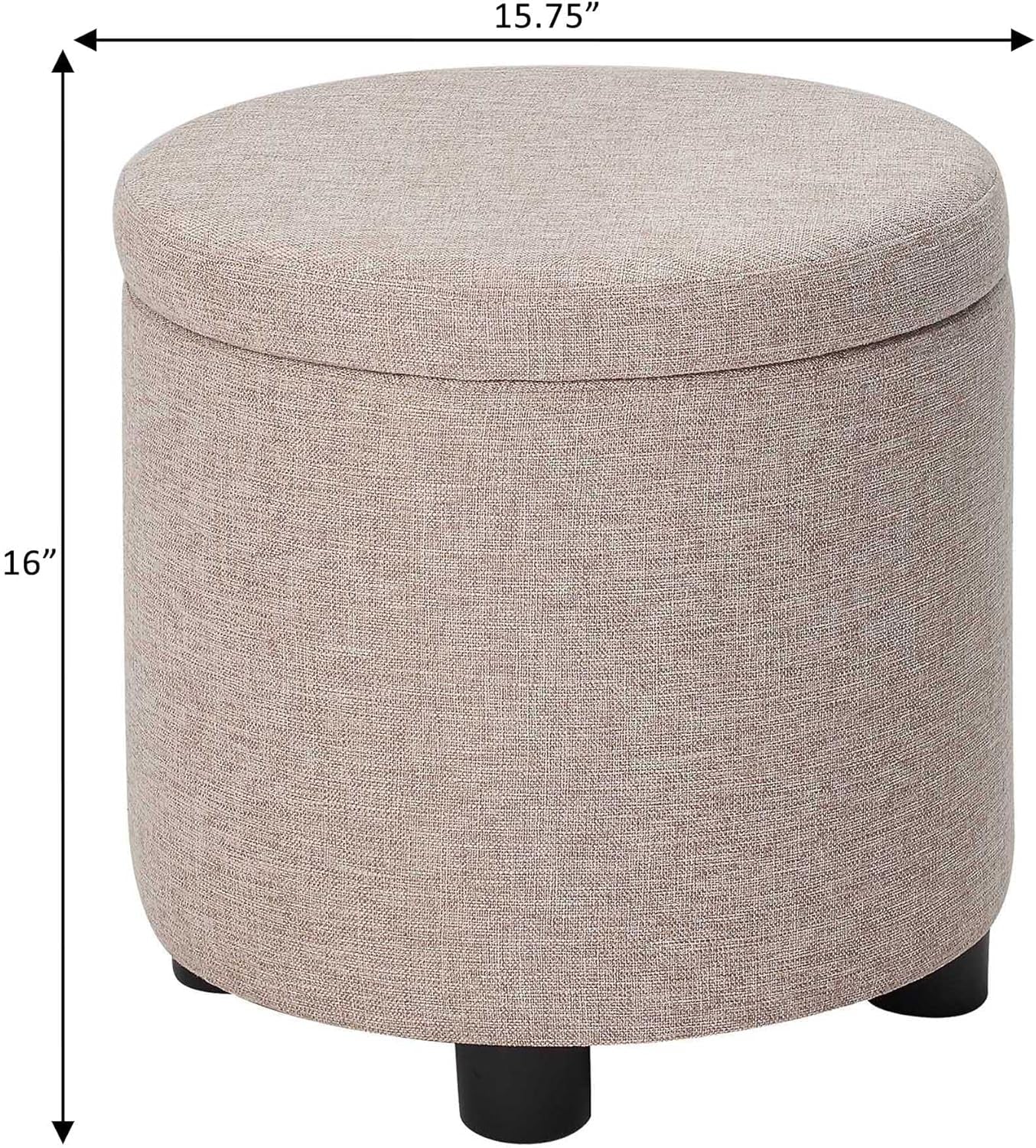 Round Storage Ottoman Upholstered Removable Tray Lid