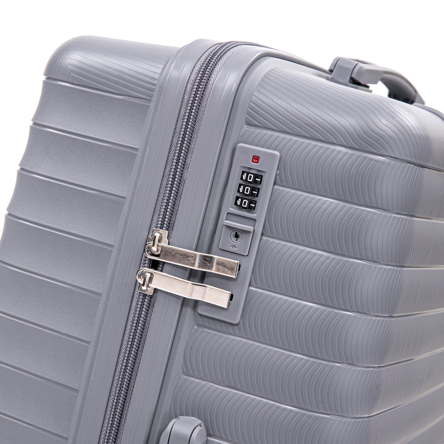 Light Gray 4-Piece Spinner Wheel Luggage Set with Cosmetic Case