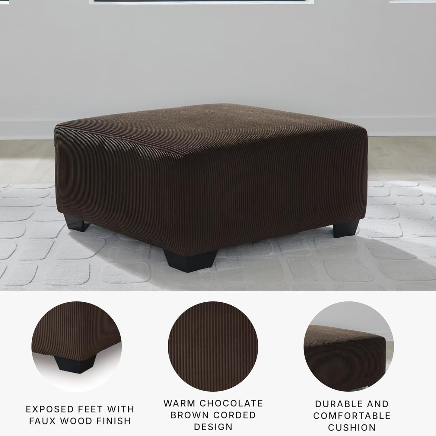 Ottoman Dark Brown Textured Stripe Statement Piece