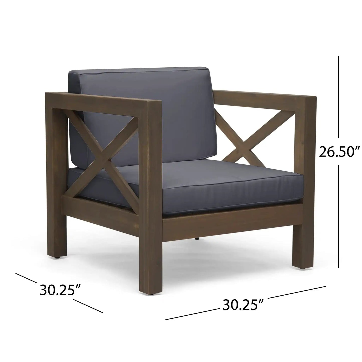 Brava Mid-Century Modern Club Chair With Water Resistant Cushions