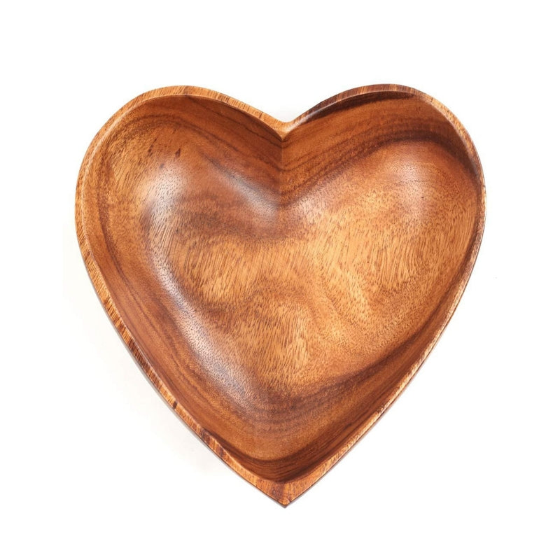 Heart Shaped Acacia Wood Bowl 8"