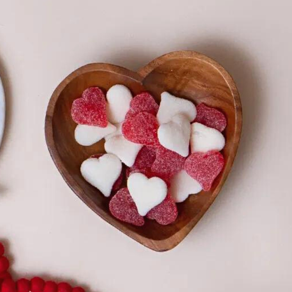 Heart Shaped Acacia Wood Bowl 8"