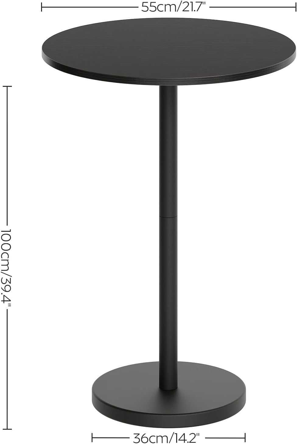 Round Counter Height Bar Table Set Industrial Black