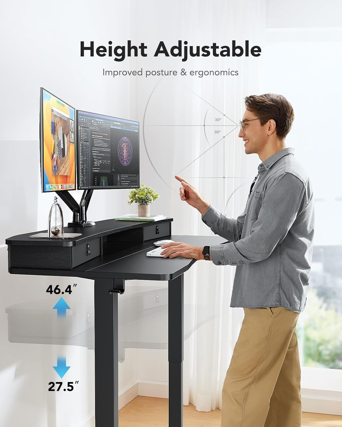 48 Inch Electric Standing Desk With Height Adjustable