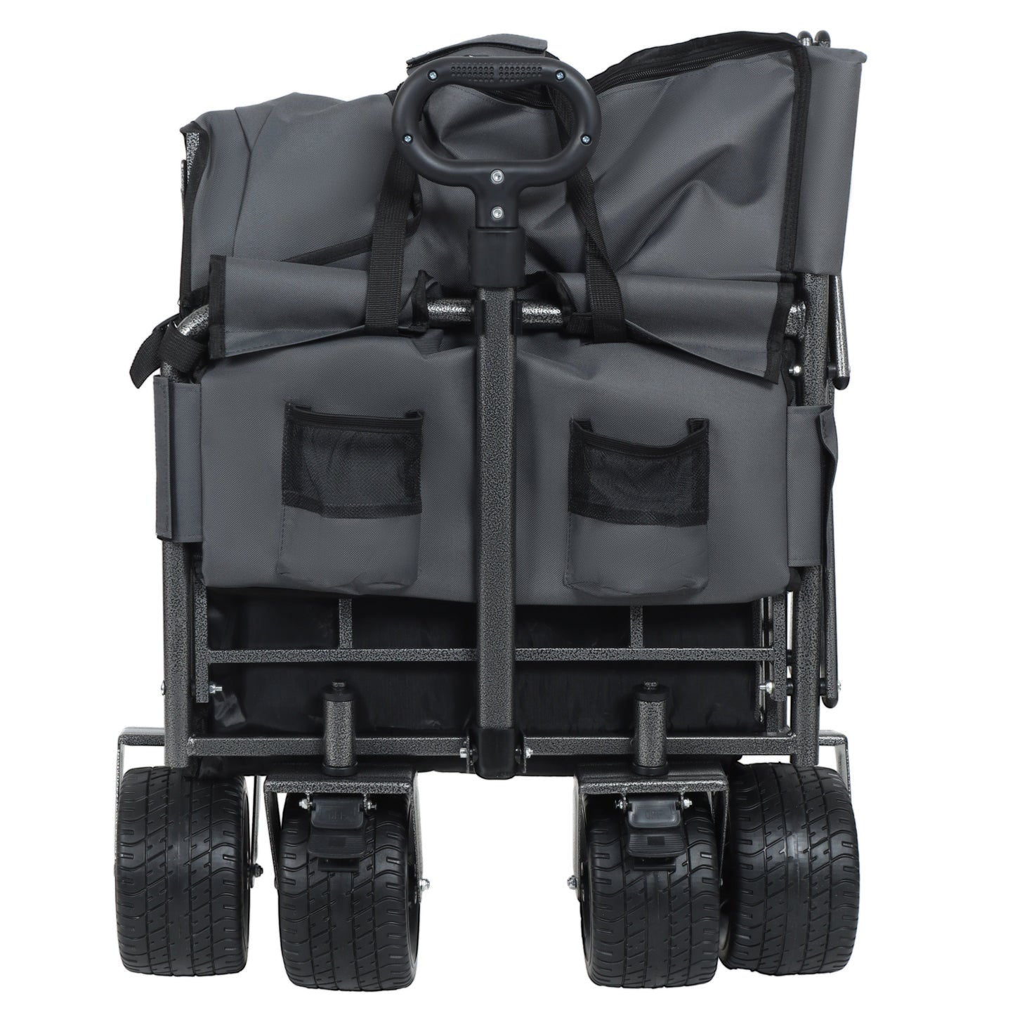 3-in-1 Convertible Folding Wagon Cart with Bench Seat & Storage