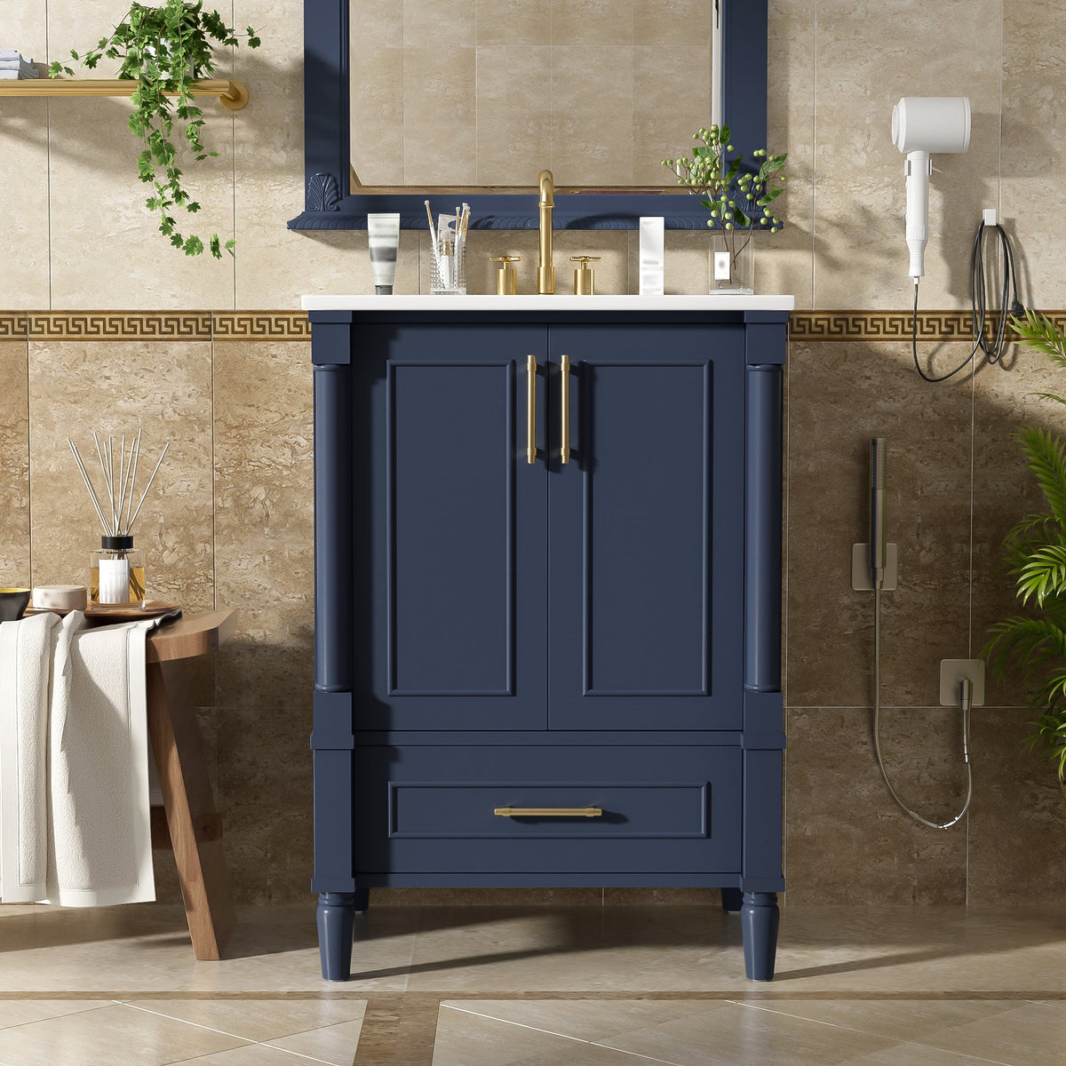24" Modern Bathroom Vanity with Ornate Motif Design