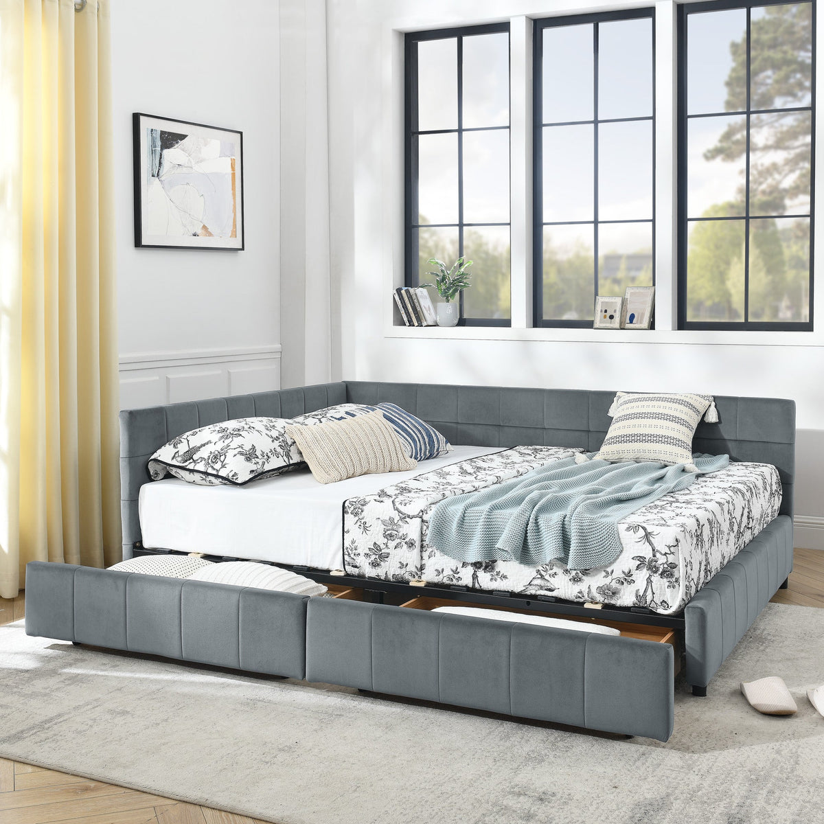 Queen Size Storage Upholstered Tufted Bed Frame