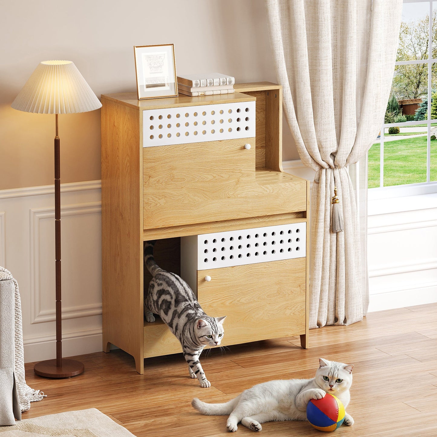 Modern 2 in 1 Cat Furniture - Litter Box Enclosure & Side Table