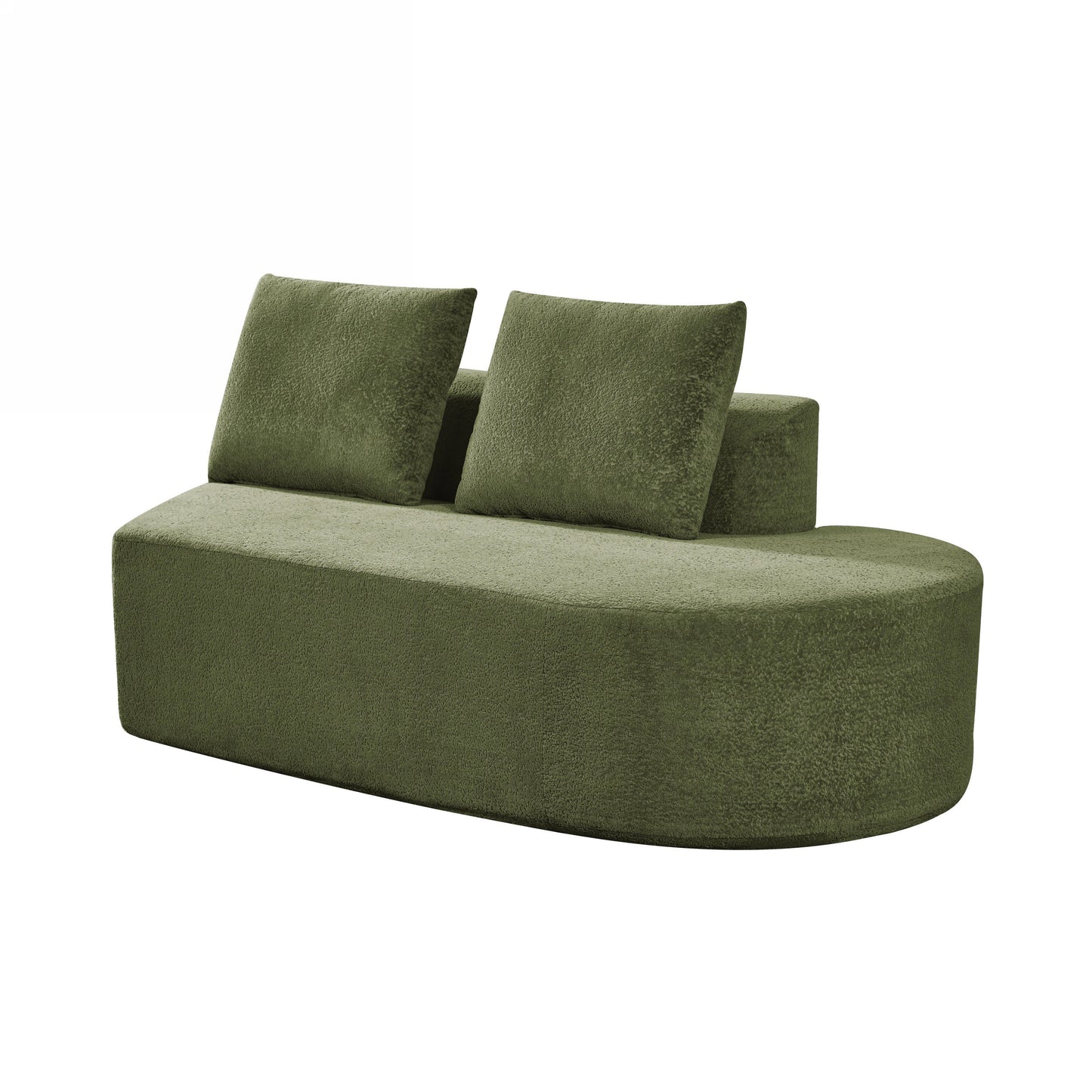 116' Modern Curved Sectional Sofa with High-Density Fully Compressed Sponge and Chaise Lounge, Pearl Upholstery, 2-Piece Set, Fully Assembled Right Hand Facing, Perfect for Living Room, Lounge