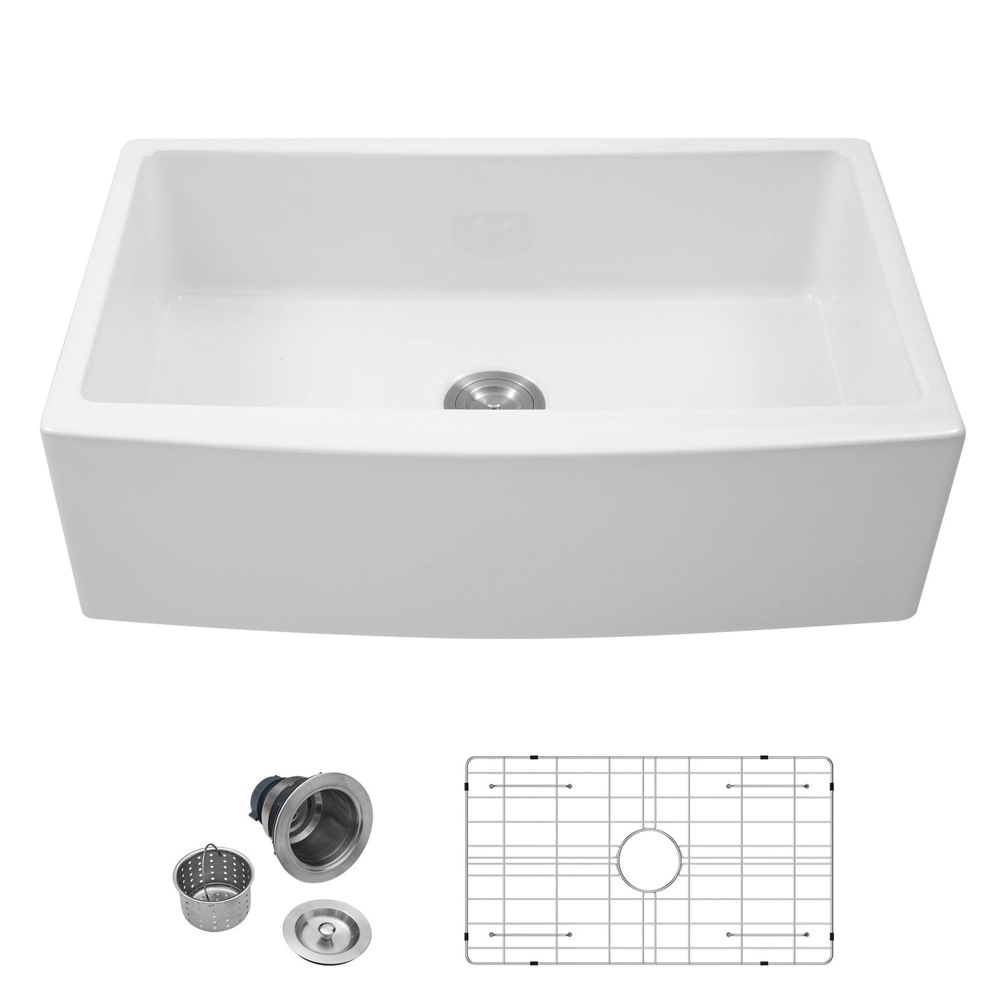 White Farmhouse Sink - 33" x 21" x 10"