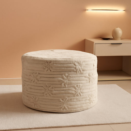 Ultra Plush Floor Pouf Ottoman Foot Rest Light Coffee