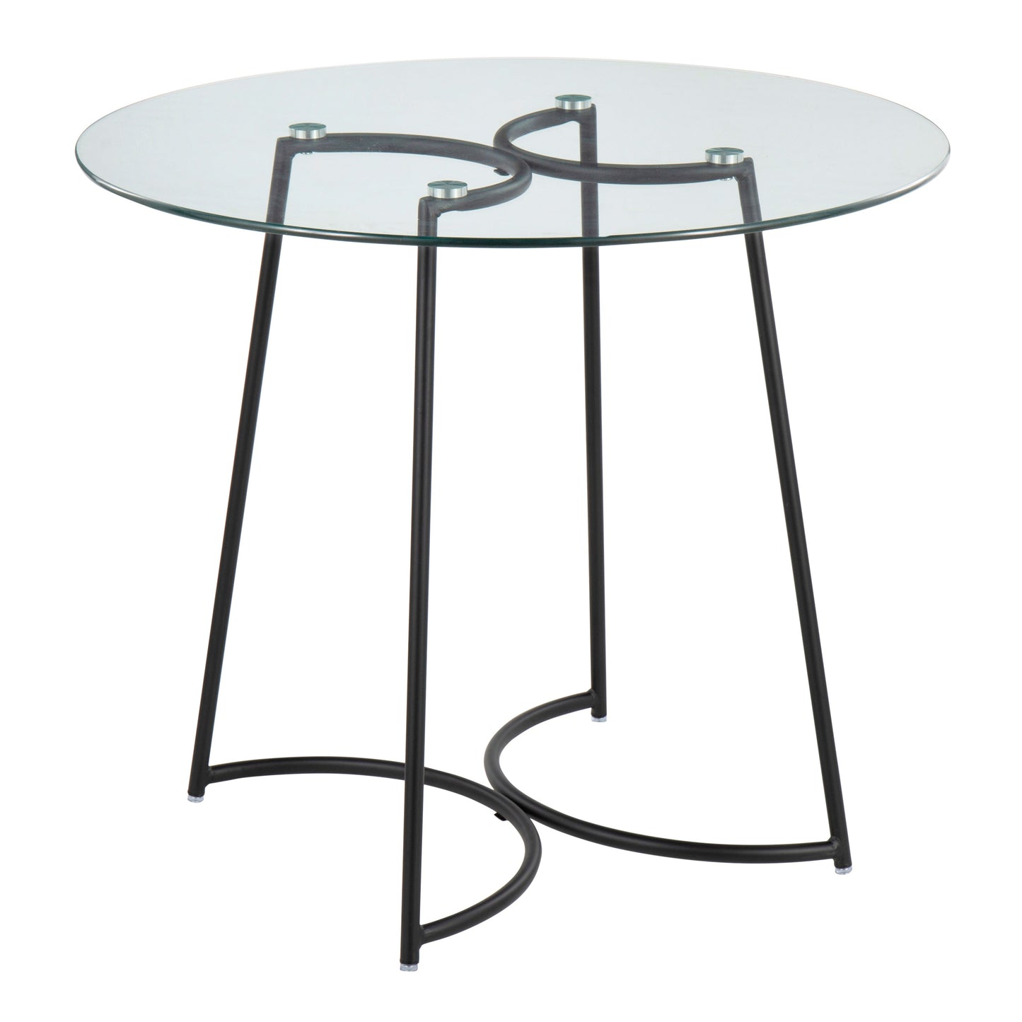 Cece Contemporary Dinette Table in Black Steel with Clear Glass Top by LumiSource