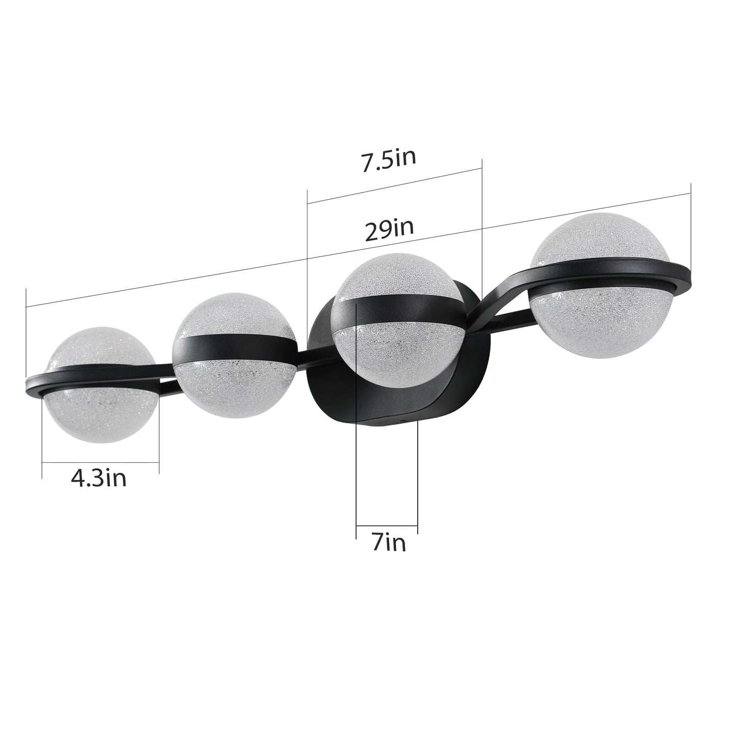 30" Black Minimalist LED Bathroom Vanity Light