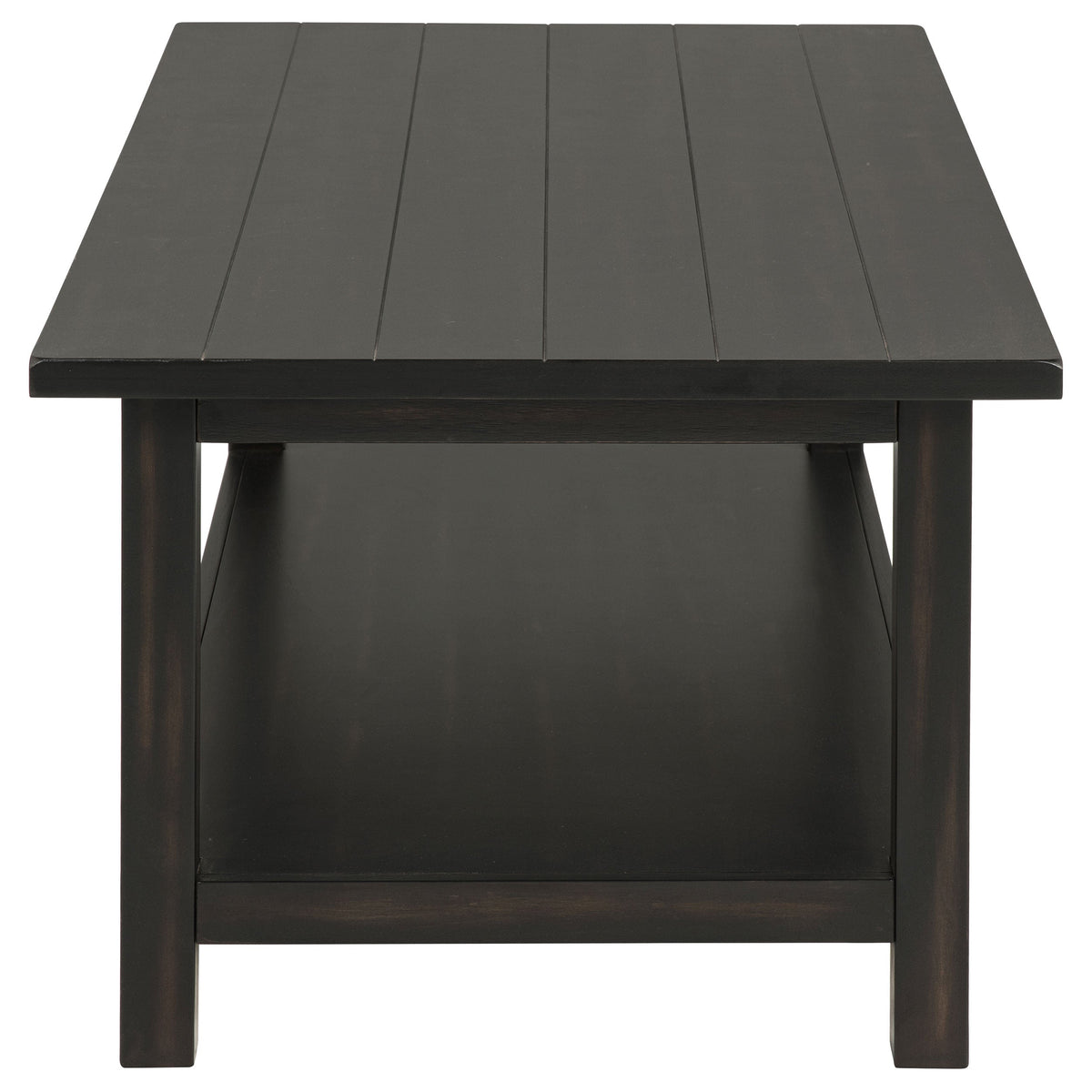 Castleton Distressed Java Wood Coffee Table with Shelf