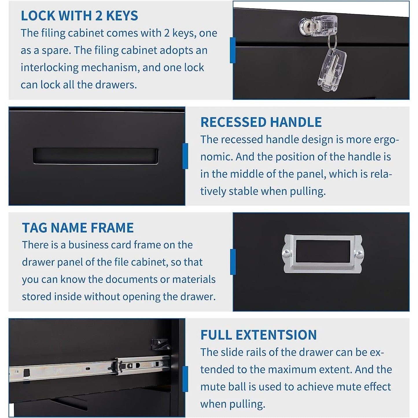 Lockable 4 Drawer Lateral File Cabinet For Office Use