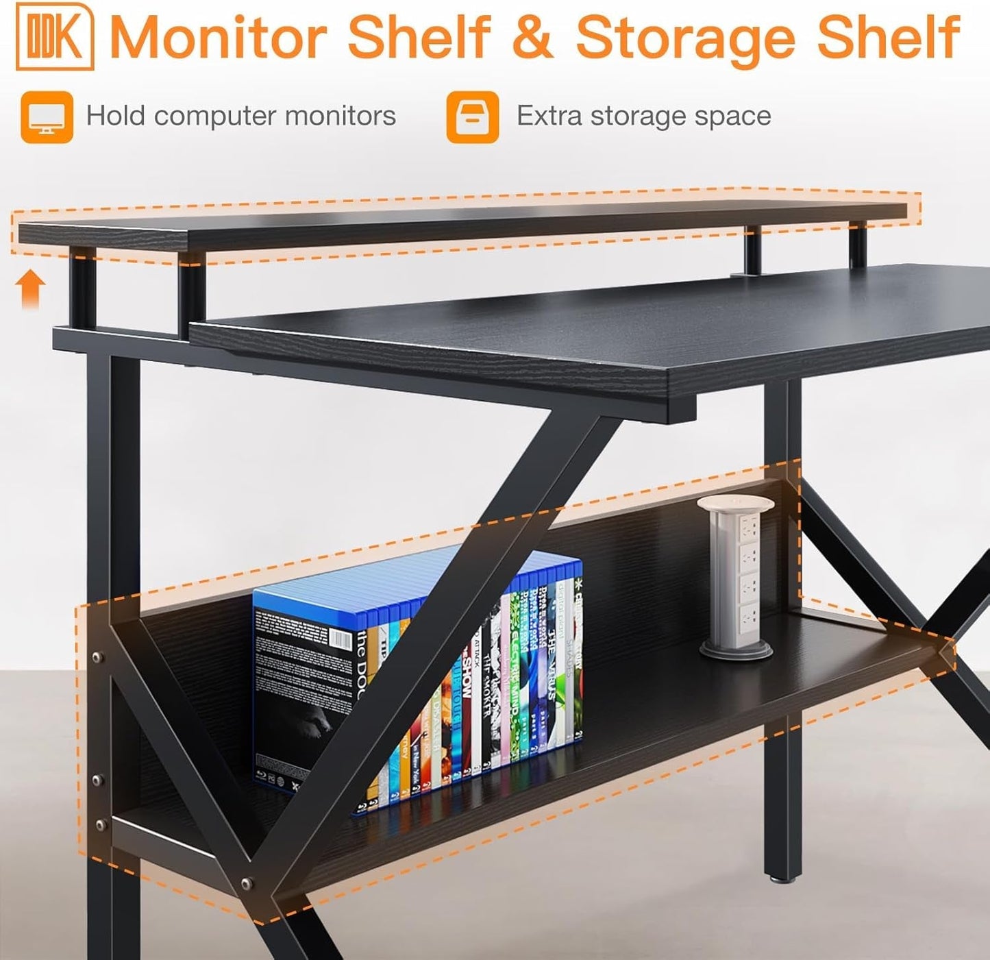 Compact Computer Desk With Monitor Stand 27.5 Inch Black