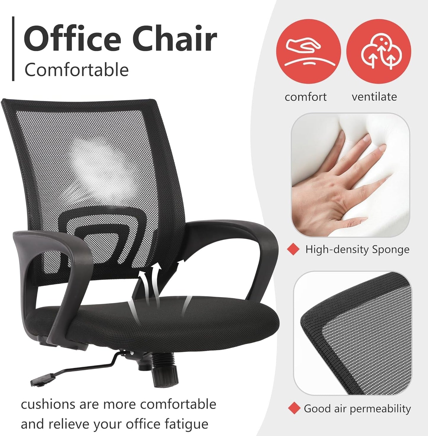 Ergonomic Black Office Chair With Lumbar Support And Mesh
