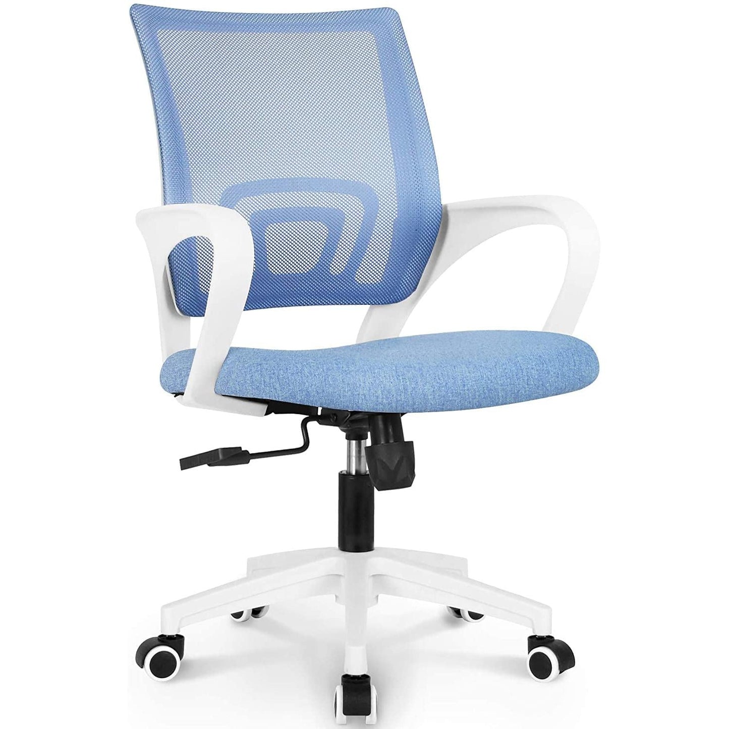 Ergonomic Blue Mesh Office Chair With Wheels Compact Size