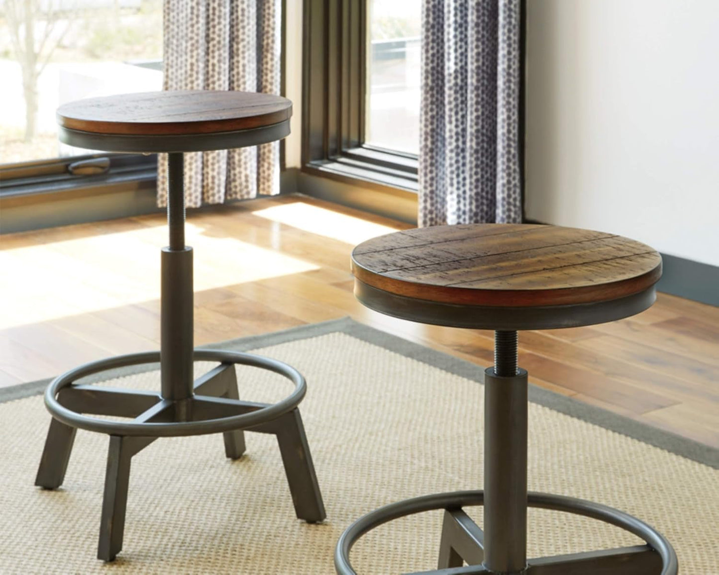 Torjin 24 Inch Adjustable Height Brown Barstools Set