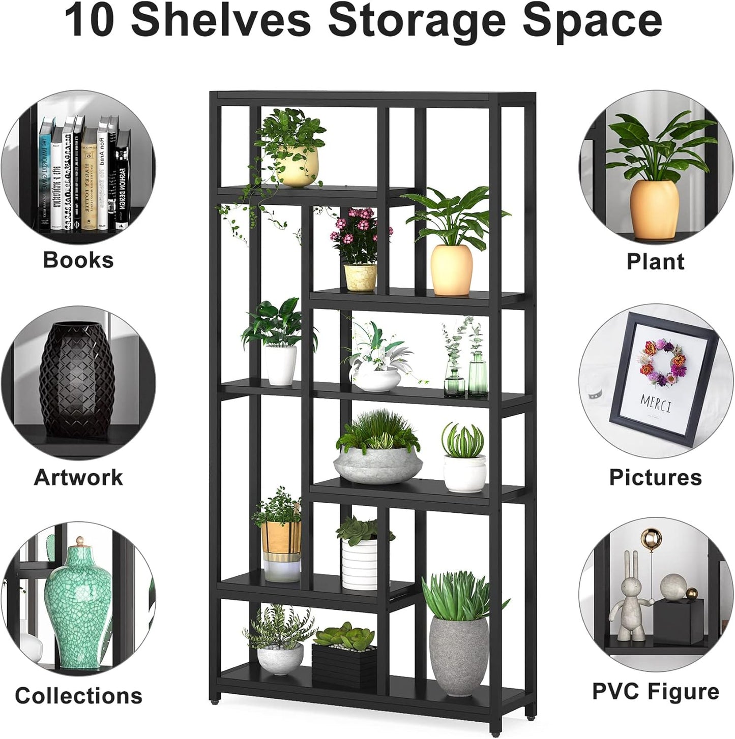 78.7" Extra Tall 7-Tier Industrial Bookcase