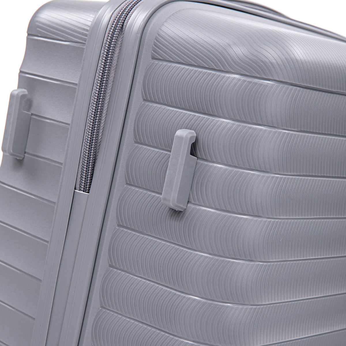 Light Gray 4-Piece Spinner Wheel Luggage Set with Cosmetic Case