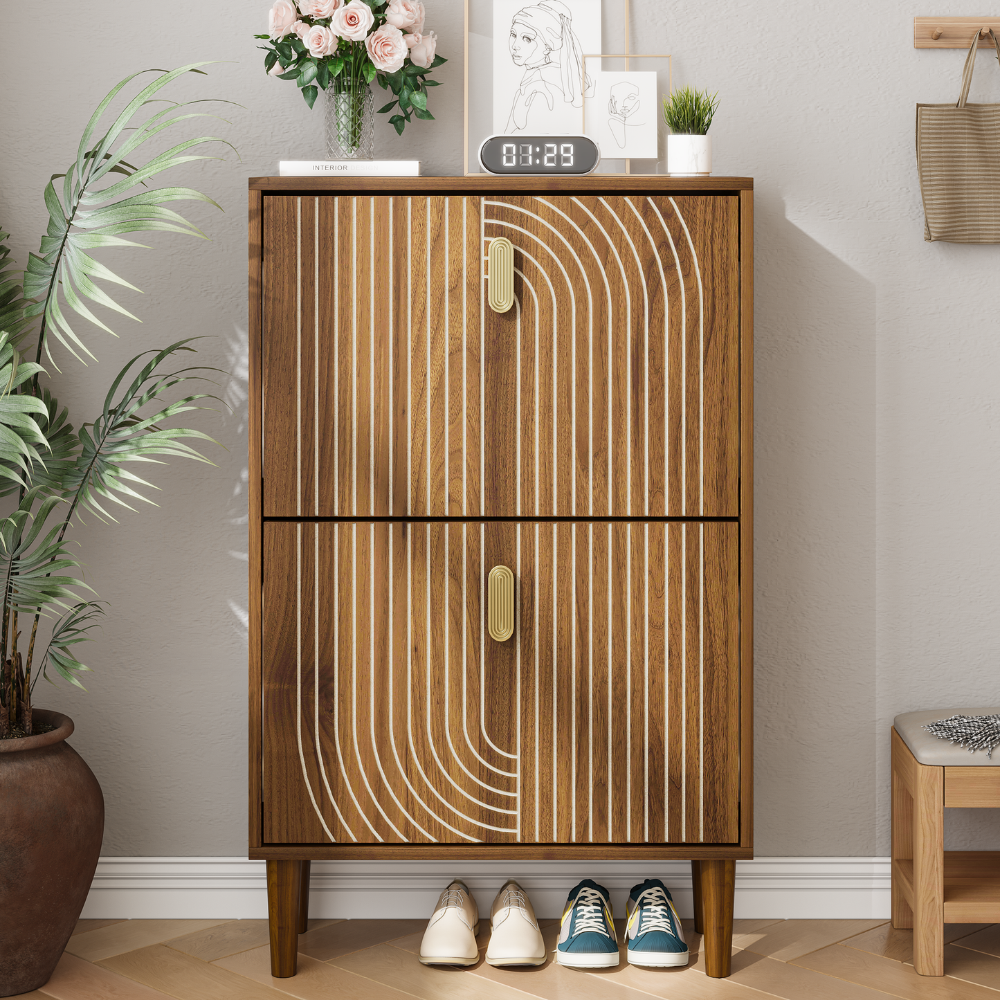 Shoe Storage Cabinet with 2 Flip Drawers