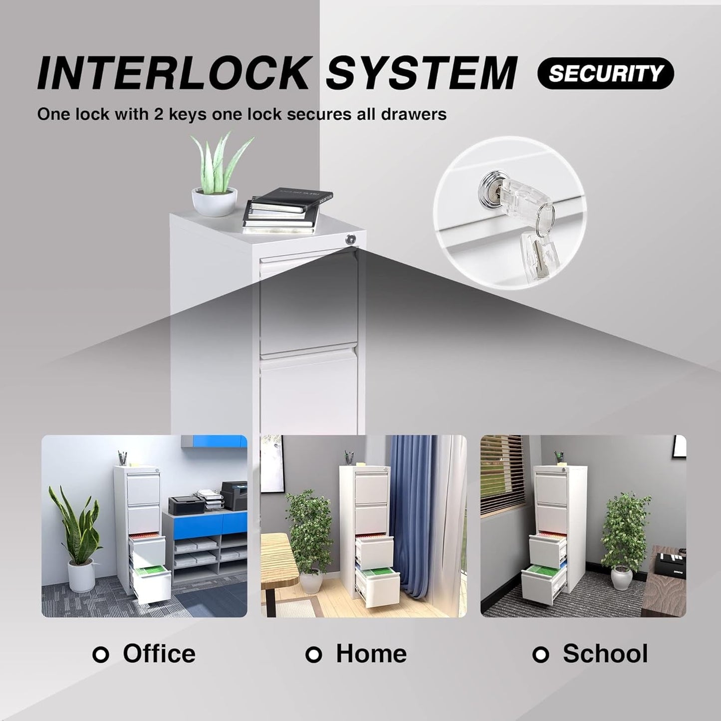4 Drawer Metal Vertical Locking File Cabinet For Letter And Legal Files
