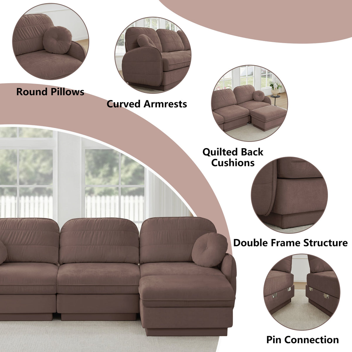 137" Chenille Cloud 4-Seater Sofa