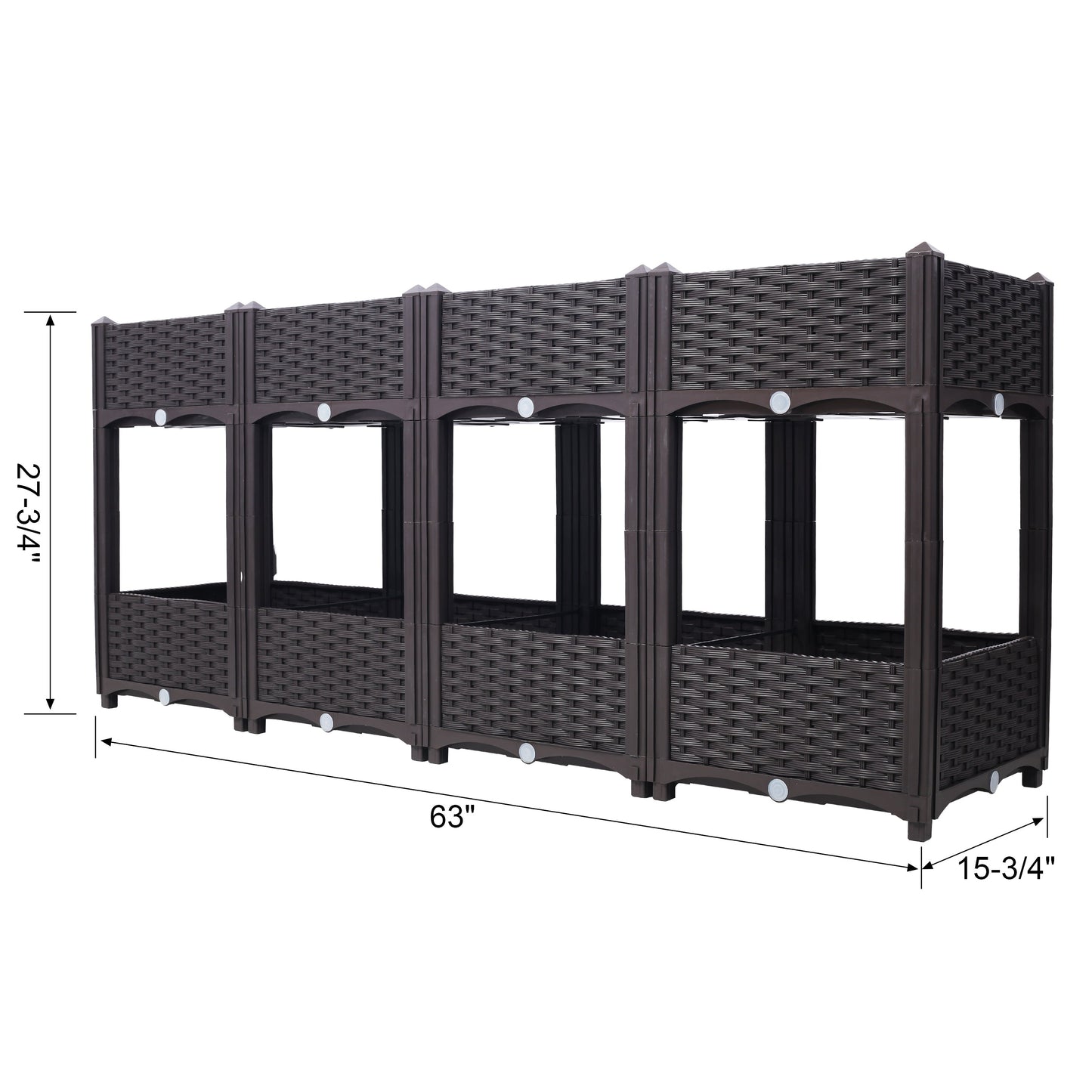 Planter Raised Beds - Elevated Planter Garden Box with Drainage Plug Raised Garden Beds for Vegetable/Flower/Herb Outdoor Standing Planter Beds Gardening Kit,Brown,63'x15.7'x27.7'