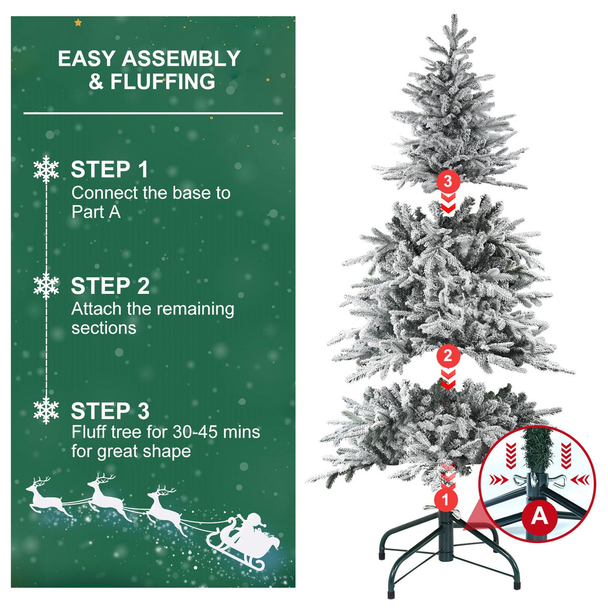 8FT PE+PVC Flocked Artificial Christmas Tree