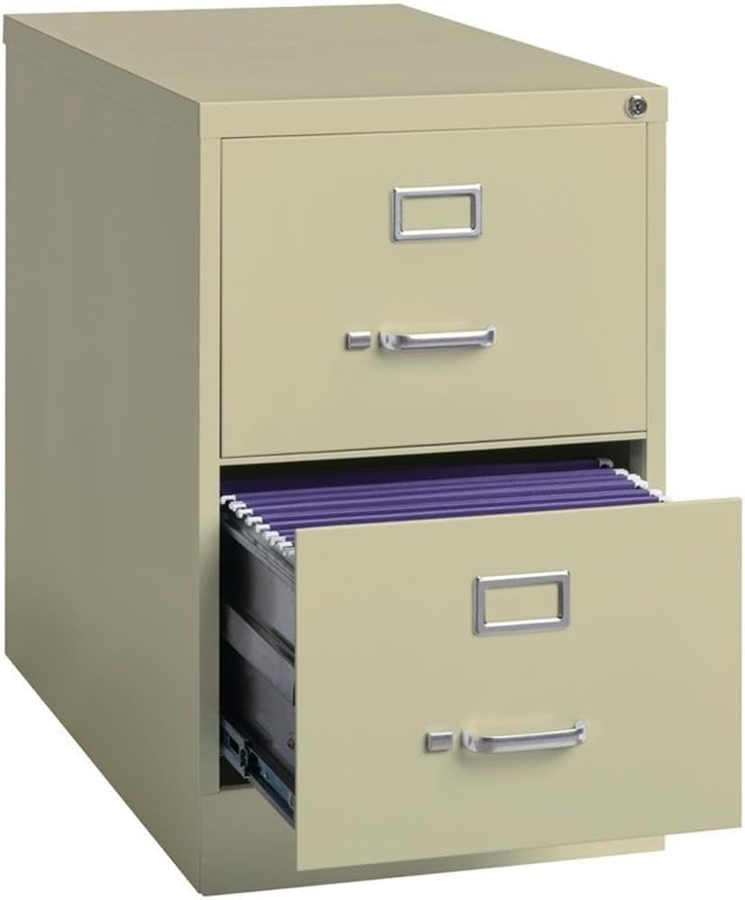 Beige 2 Drawer Locking Metal Vertical File Cabinet