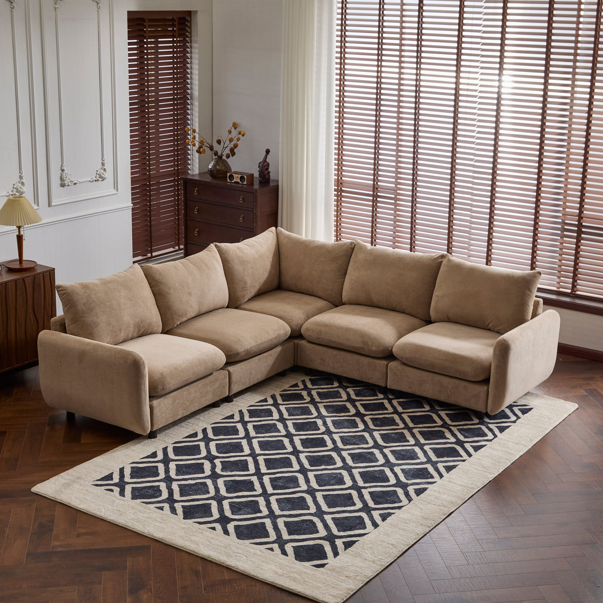 99 in. Oversize 5-Piece L Shaped Modular Sectional Sofa