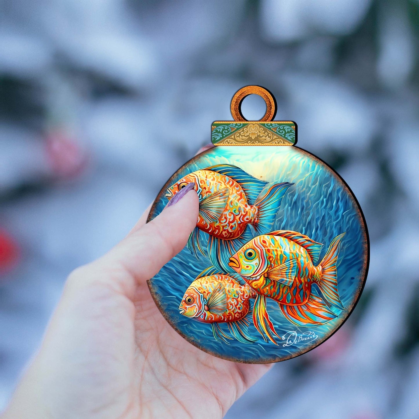 Beach Themed Ornaments - Rainbow Fish Wooden Ornaments by G.Debrekht Coastal Holiday Decor - 8688178