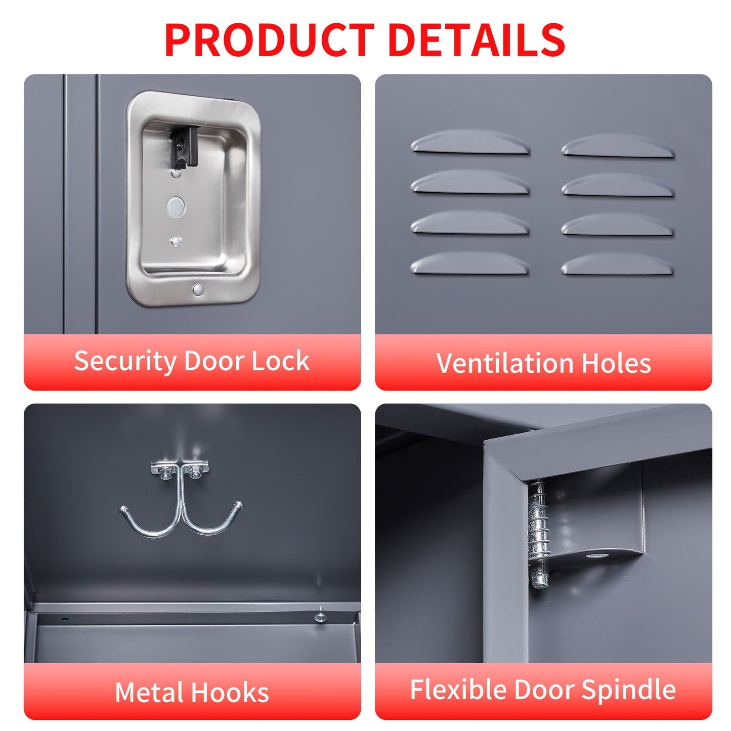 9 Door Lockers With Lock For Storage In Office, School, Gym, And Bedroom - Gray