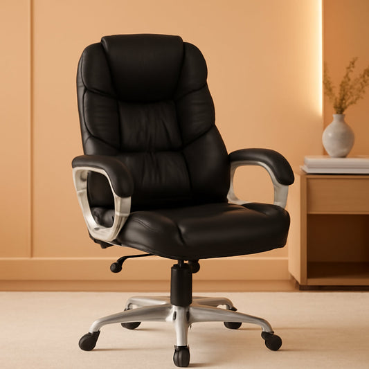 High Back Ergonomic Office Chair PU Leather Black Lumbar
