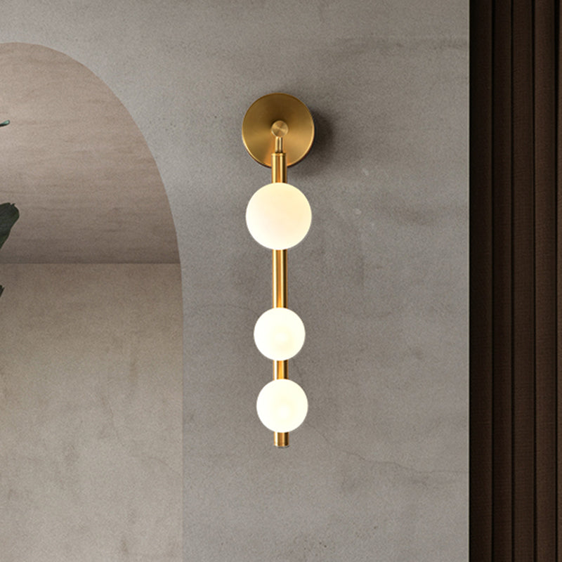 Gold Finish 3-Head Metal Wall Sconce for Corner - Post-Modern, Vertical Mount