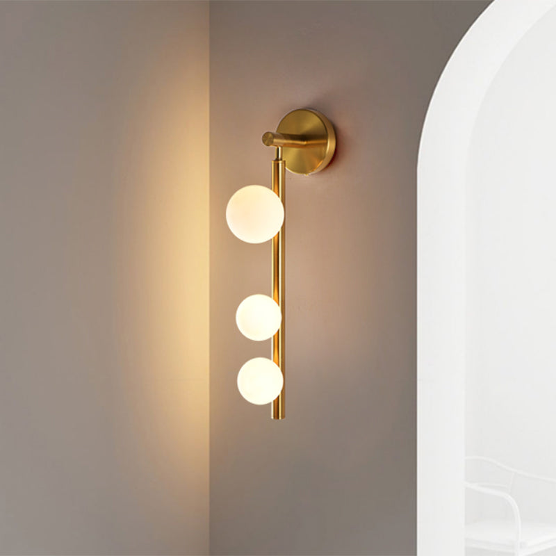 Gold Finish 3-Head Metal Wall Sconce for Corner - Post-Modern, Vertical Mount