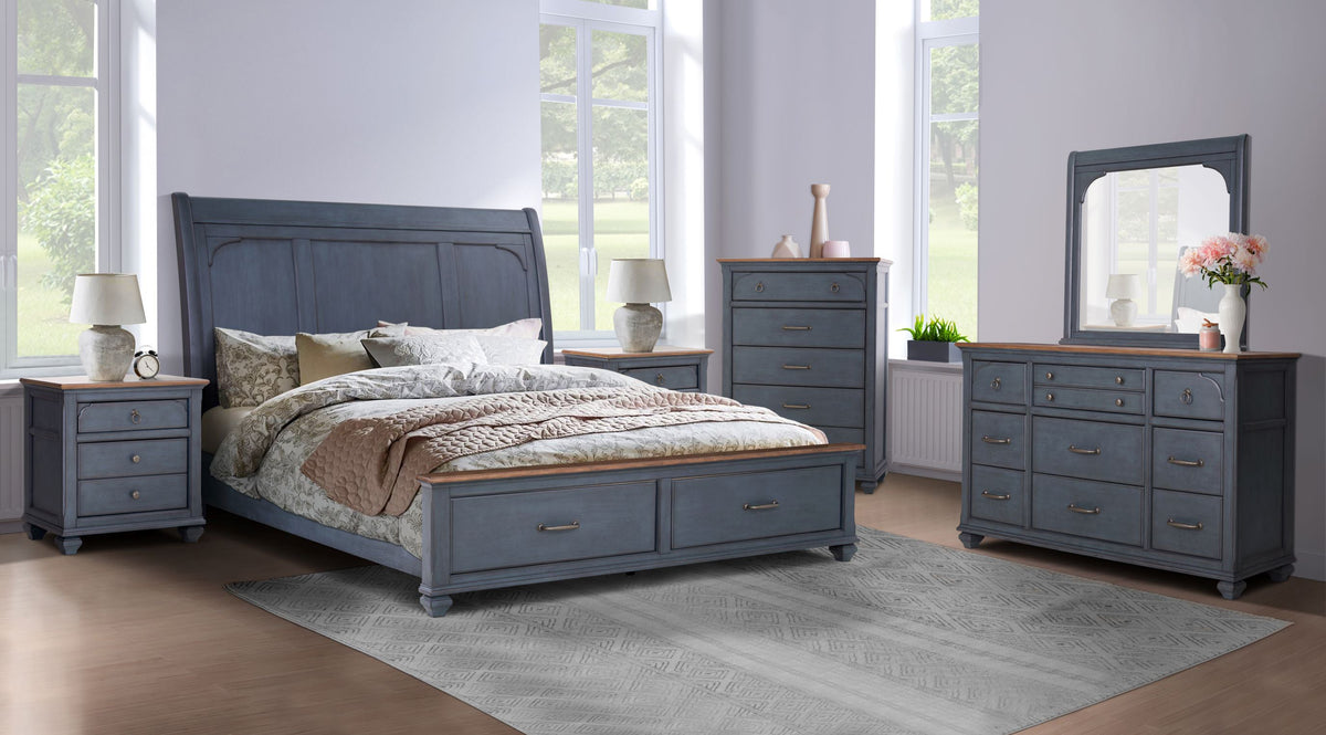 America King Size Sleigh Bed, Corduroy