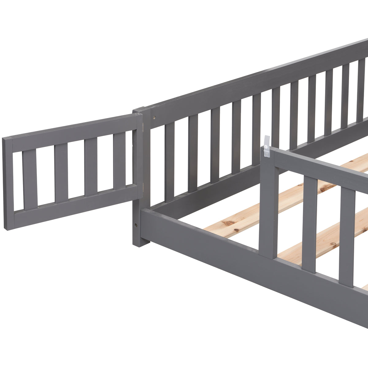 Full Size Floor Bed with Door - Solid Wood Platform Bed
