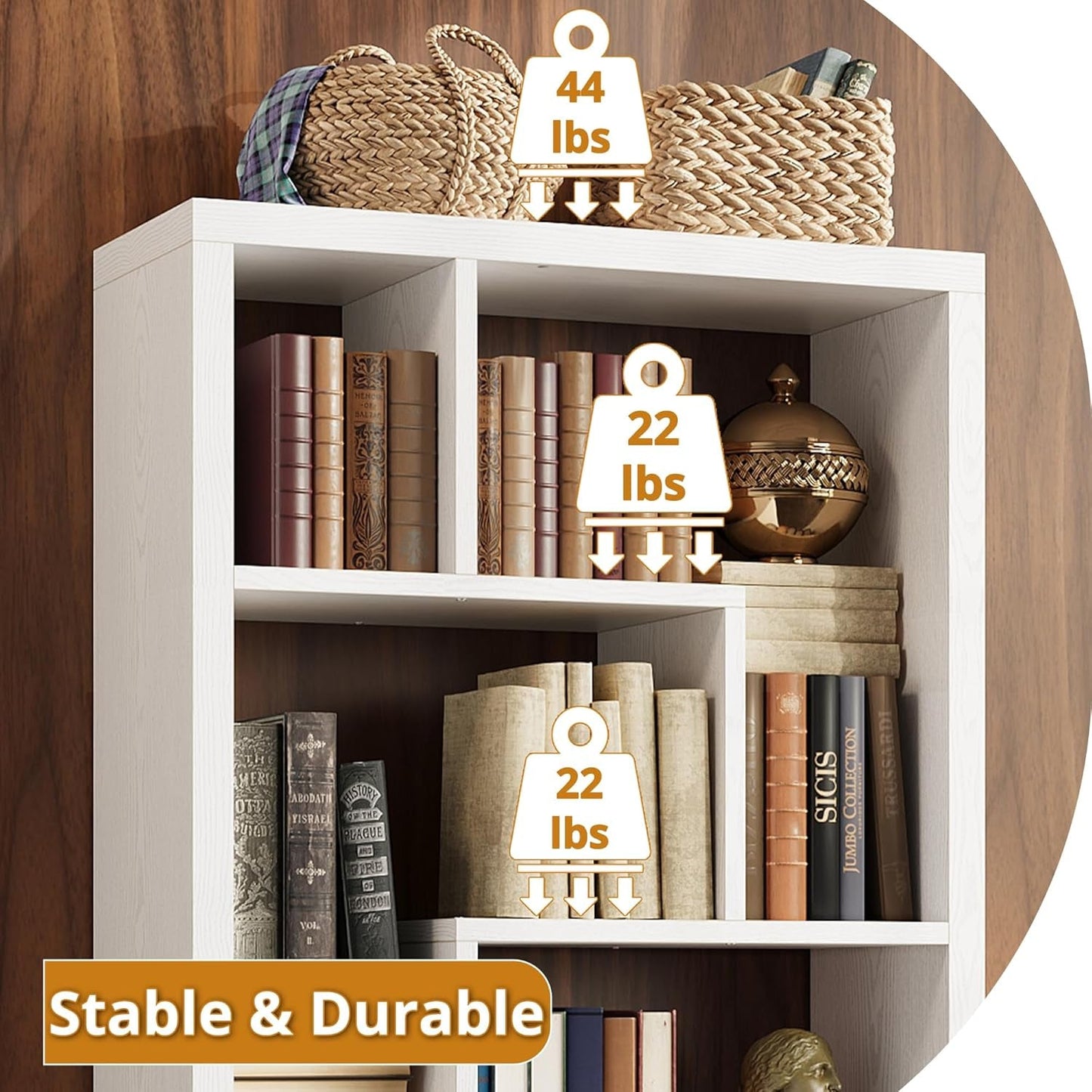 Geometric 6 Shelf Industrial Bookcase White Tall Storage