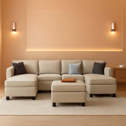 Oversized U Shaped Sectional Sofa With Hidden Storage