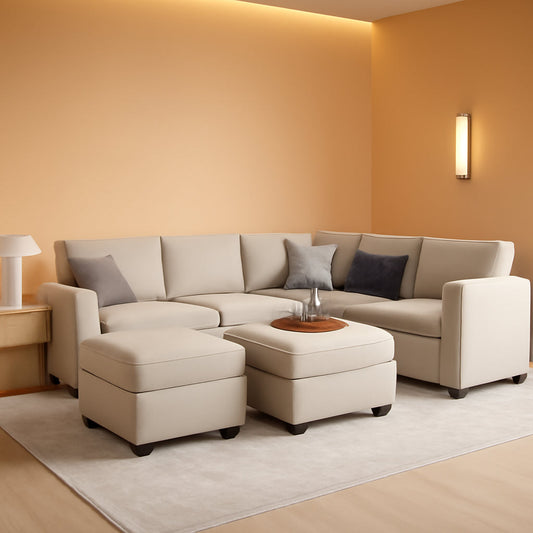 Modular U Shaped Sectional Sofa Grey Velvet With Storage