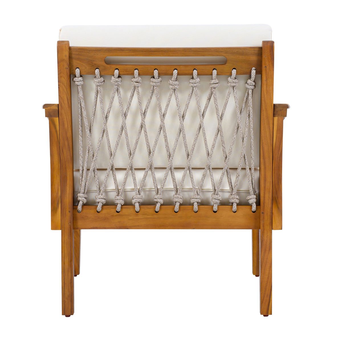 Outdoor Acacia Wood Club Chair with Handwoven Rope