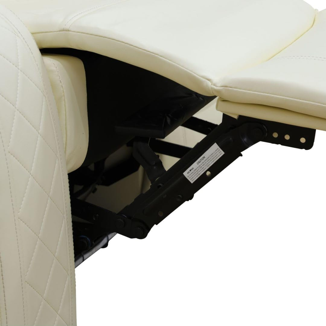 White Power Recliner Sofa With LED Lighting USB Charging