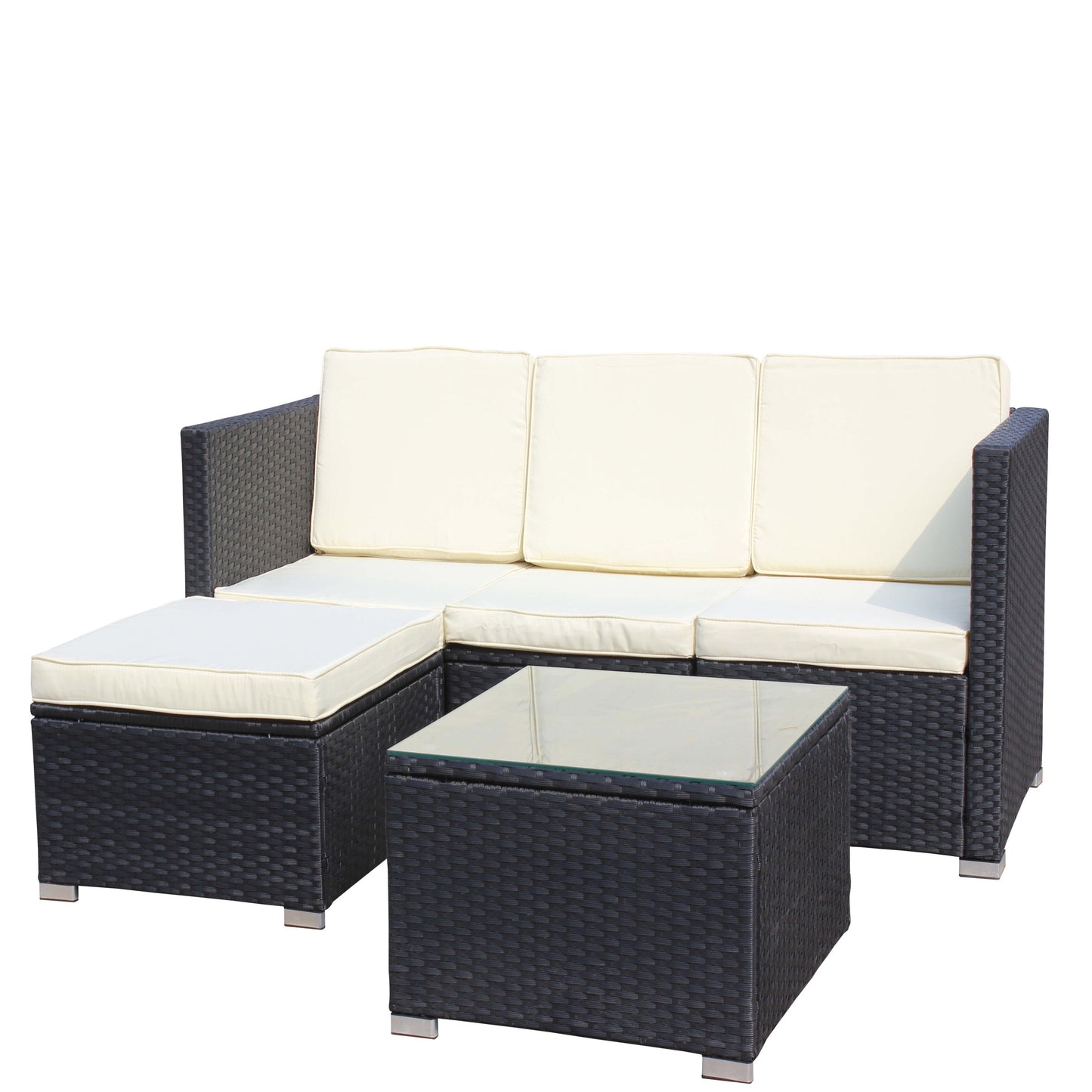 Outdoor 5-Piece PE Rattan Wicker Patio Sofa Set with Coffee Table